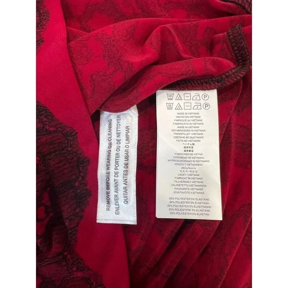 Michael Kors Red Black Lace Jersey Mini Dress